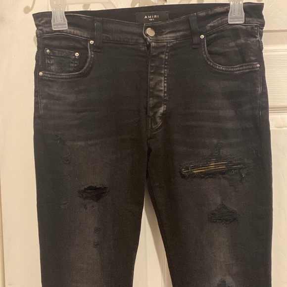 Amiri faded black mx1 skinny jeans, men’s 31us - Picture 2 of 15